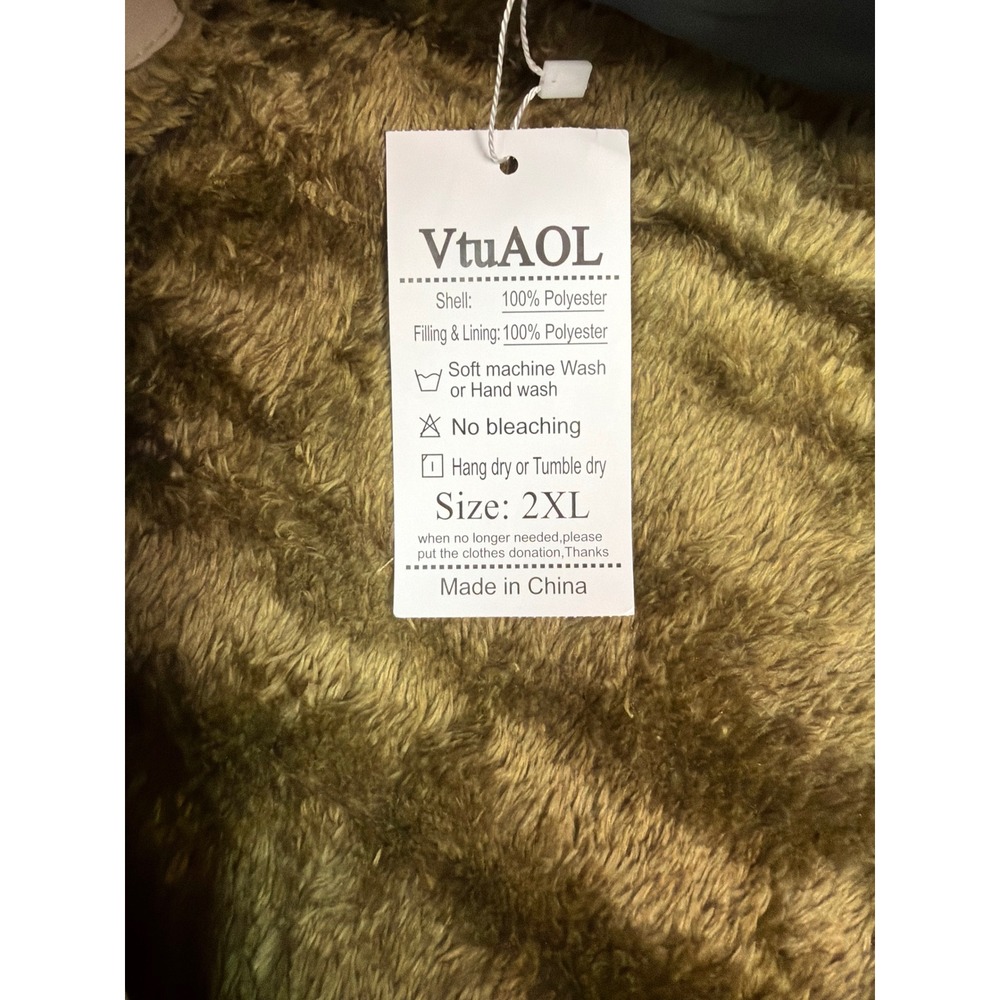 Cool‎ Choice Mens Quilted Puffer Vest Khaki Tan Faux Fur Fleece Lined Size 2XL - Picture 4 of 7